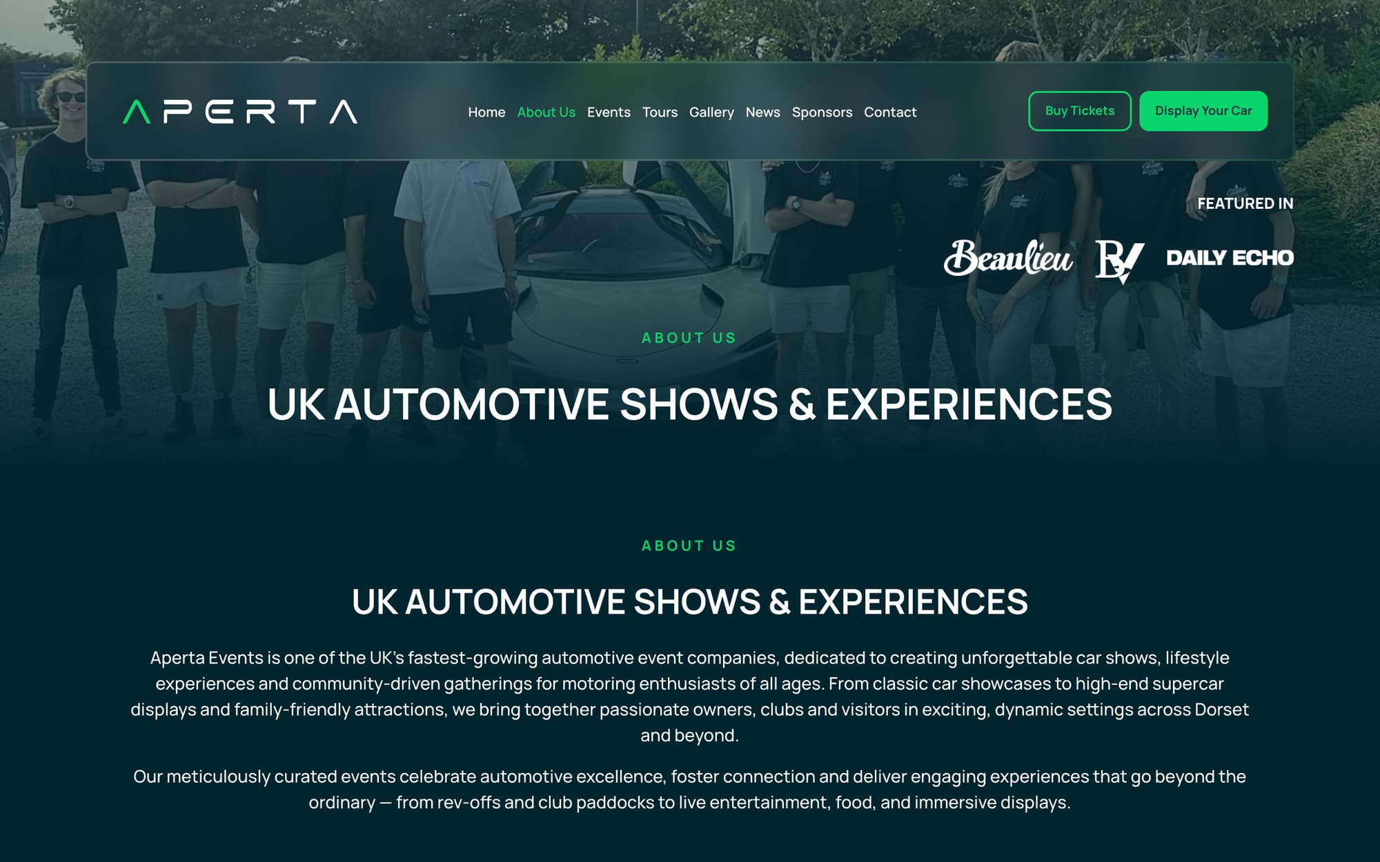 The About page, introducing the team behind the shows.