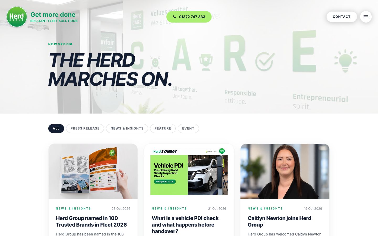 The newsroom, filtered by category and published by Herd’s own team.