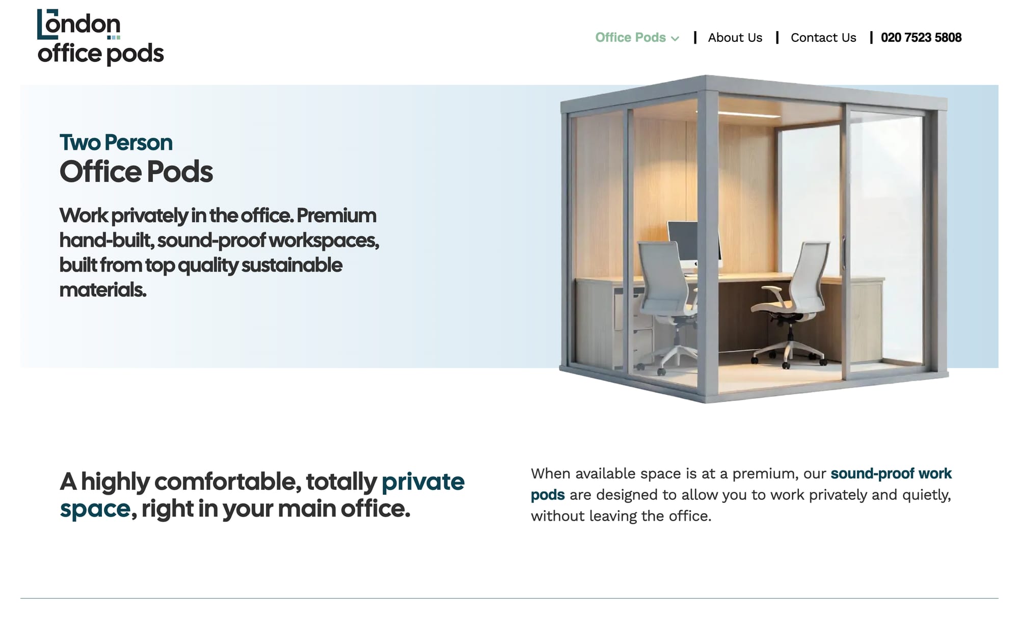 The two-person pods page.