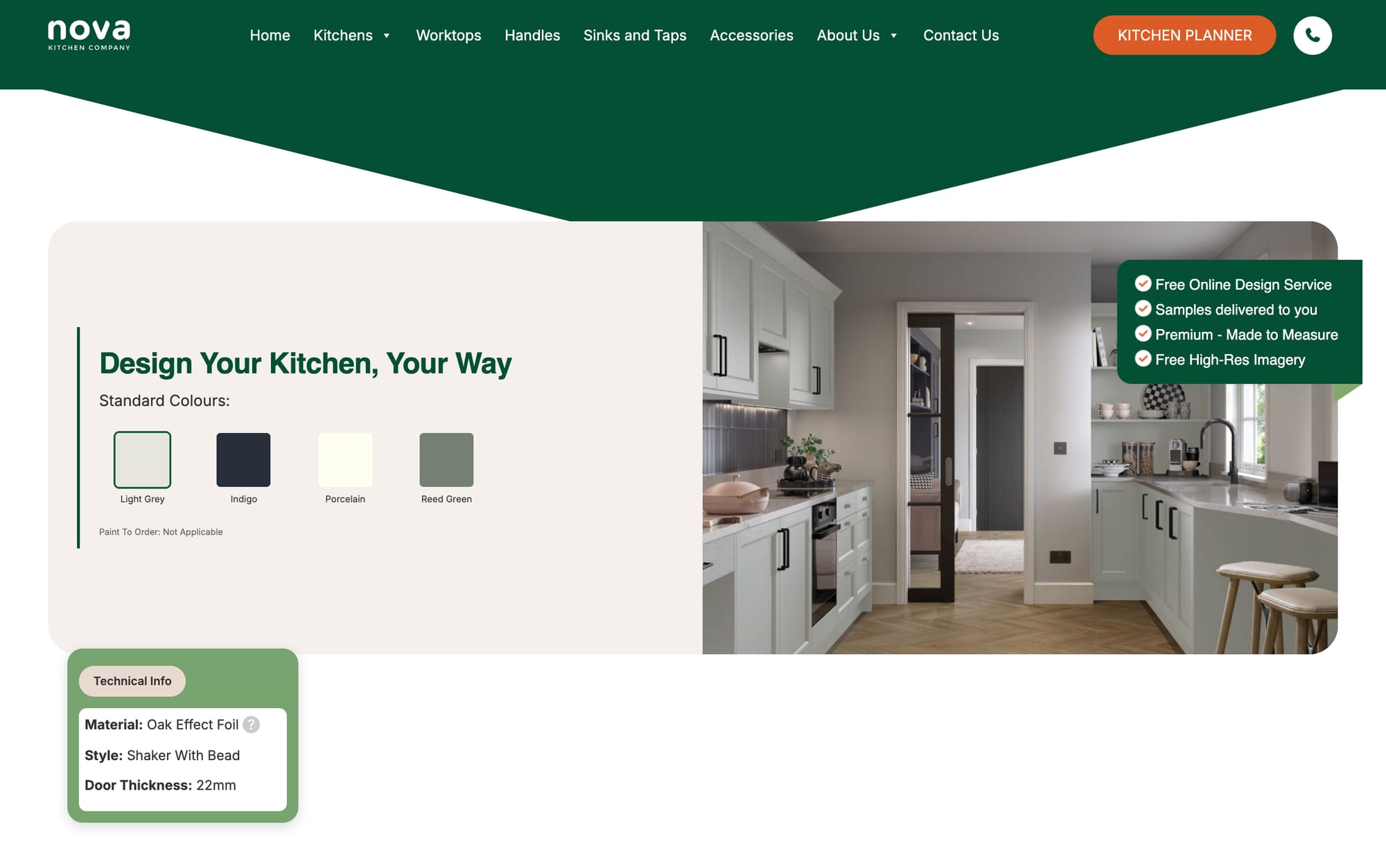 The Oslo range: colours and technical specification.