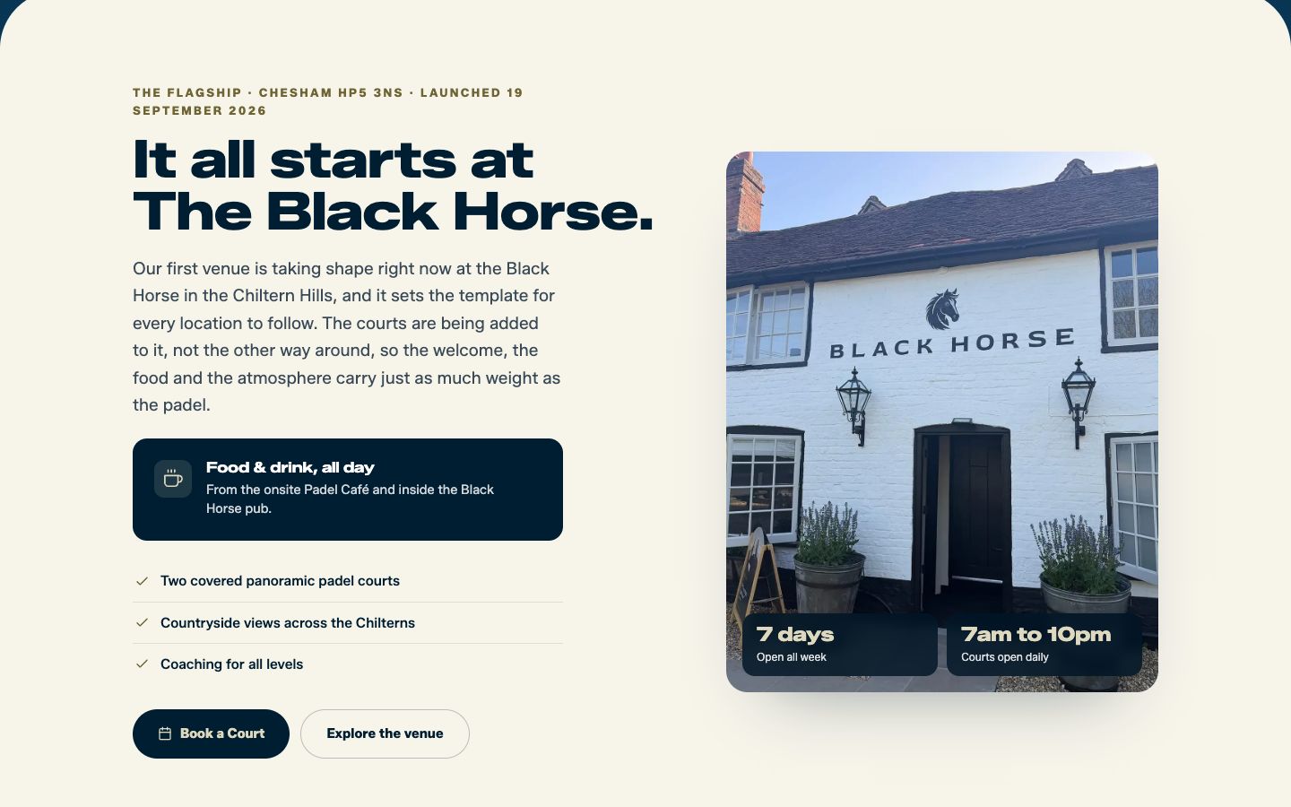 The flagship on the homepage: The Black Horse, Chesham.