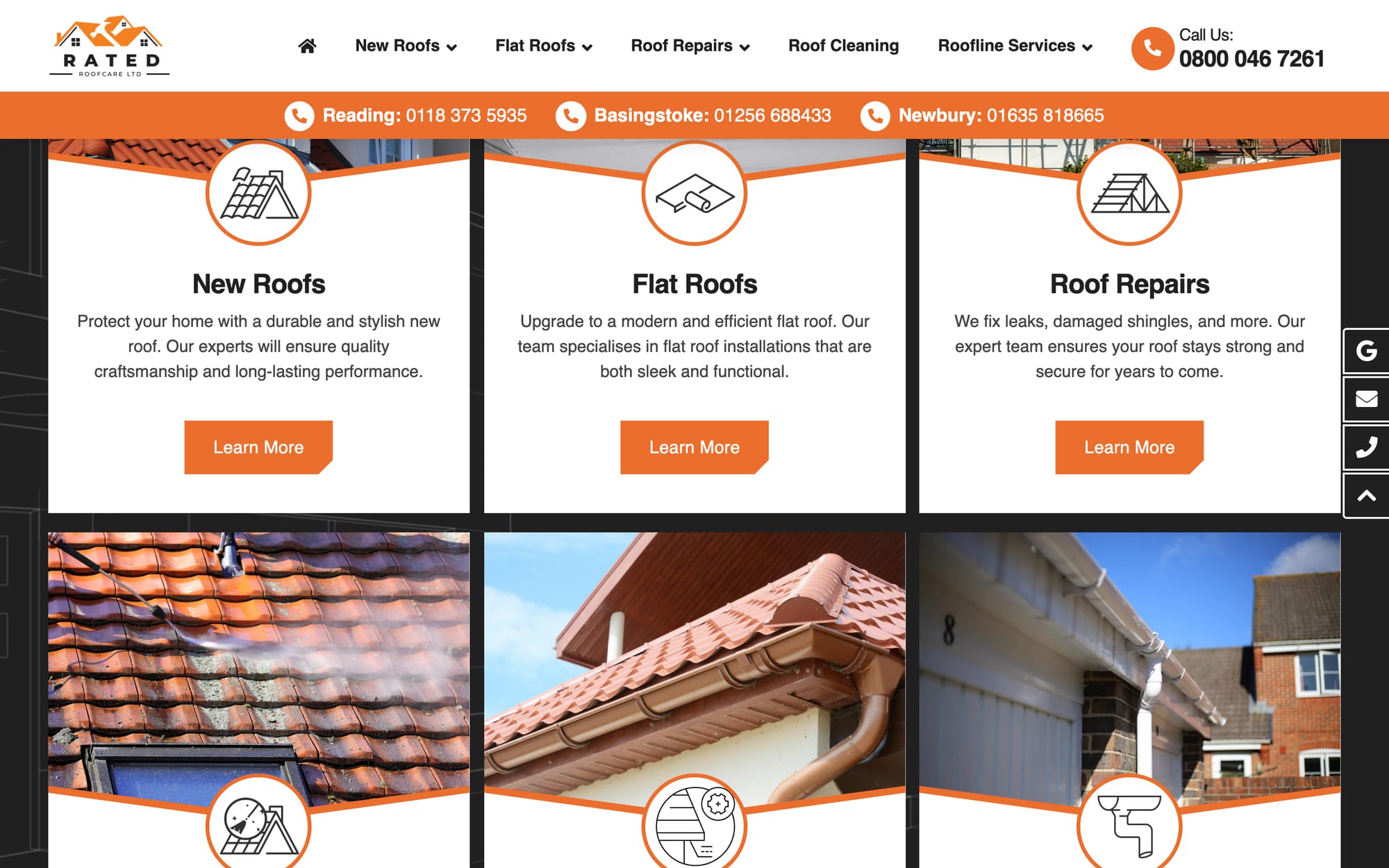 The roofing services on the homepage.