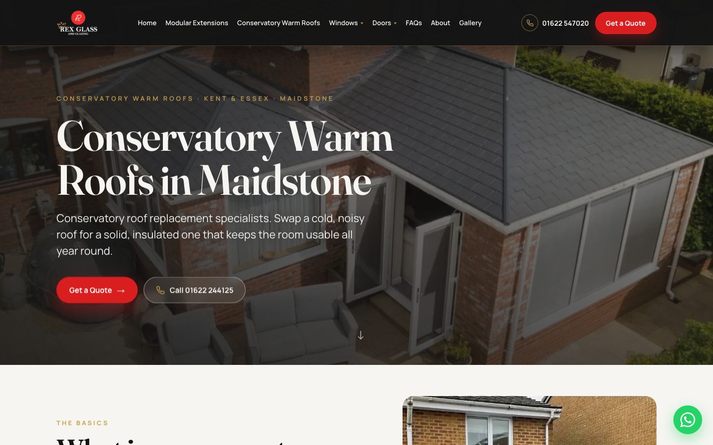 Conservatory warm roofs in Maidstone, with its own local number.